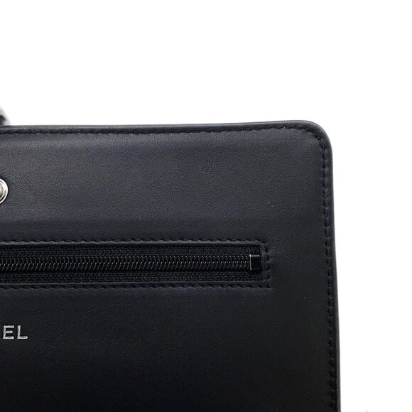 CHANEL CC Logo Chain Wallet Calfskin Black A48654 - Picture 7 of 15